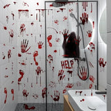 Halloween Bloody Handprint Footprint Window Stickers Wall Stickers for Halloween Party Decorations Inside Outside Decor Come wi