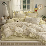 3/4Pcs Korean Princess Style Ruffles Bedding Set Single Queen King Size Duvet Cover Set Bed Sheet Pillowcases