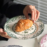 French Retro Rose Ceramic Dining Plate Afternoon Tea Dessert Cake Plate Tableware
