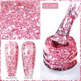 10ml Gold Glitter Gel Nail Polish Crystal Semi Permanent Soak Off UV Gel Varnish Nail Art Manicure Base Top Coat
