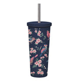 830ML Large Hole Thermos Cup With Straw And Pattern,Mug,Double Layer Stainless Steel Vacuum Flasks,Portable Insulated Water Cup