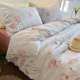 Romantic Hand-Painted Floral Pure Cotton Bedding Set Fairy T Country Sle Quilt Cover Tee-Piece Set Bedding Ensembles