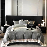 Pink Jacquard Bedding Sets Luxury Satin Cotton Embroidery Duvet Cover Fitted Bed Sheet Pillowcases Home Textile