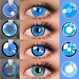 1Pair Cosplay Color Contact Lenses Anime Accessories Blue Multicolored Lenses Pupilentes Halloween Anime Lenses Blue Lense