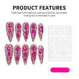 10pcs Full Diamond Handmade Press On Nails Long Stiletto False Nails With Flash Pitaya Color Rhinestone Decor Luxury Almond Nail