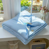 Embroidery Quilt Fluffy Soft Comfort Washed Cotton Embroidery Thin Quilt Machine Washable Blanket Dormitory Single Summer Quilt