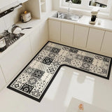 Light Luxury Simple Decorate Kitchen Carpet L-shaped Soft Mat Non-slip Oil-proof Waterproof PVC Easy To Clean Rug Ковер Tapis