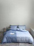 Modern Copenhagen Stripe Bedding Set Pure Cotton Gown Satin Six-Piece Quartet Full Cotton Quilt Cover Bed eet