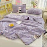 Korean Style Summer Cool Quilt For Girl Skin-friendly Washed Cotton Air Conditioning Quilt Breathable Soft Blanket Home Textiles