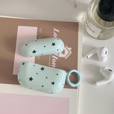 Mint Green Star Silicone Earphone Case For Apple AirPods 4 Protection Cover With Keychain For AirPods 1 2 3 Pro 2 Cover Coque