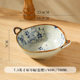 Ceramic Soup Bowl With Handle Salad Pasta Bowl Kitchen Tableware Microwave Oven Bakware 7.5inch Japanese Household Noodle Bowl