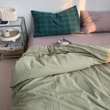 Simple Pure Color Cotton Bedding Set 00% Cotton Duvet Cover Bed eet Dormi Bed Canopy Sle Tee-piece Bedding Set