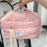 Ins Soft Flower Cosmetic Bag Macaron Color Portable Large-capacity Toiletries Organizer Female Storage Bag Make Up Cases