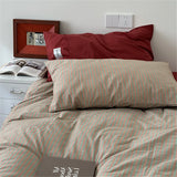 Hua Face  Pure Cotton Waed Bedroom Four-piece Set Retro Sle Quadruple Bedding Set Comfortable for All Seasons