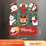 Festive Christmas Fridge Magnets Cartoon Santa Snowman Reindeer Magnets Refrigerator Decor Holiday Home Decorations