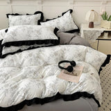 French New Class A Bed Set Four-piece Set Comforter Washed Cotton Four-season Skin Friendly Quilt Cover Three-piece Bedding Set