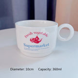 Retro Style English Letters Ceramics Tableware Mug Soup Plate Cream Color Desserts Steak Porcelain Main Dish Plate Coffee Cups