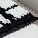 Tufting Black White Bathroom Mat Soft Geometric Stripe Bathmat Carpet Living Area Pad Anti-slip Tidy Rug Home Room Decor