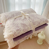 Print Floral Bedding Set Double Layer Yarn Four Pieces Set Soft Comfortable Duvet Cover Bed Sheet With Pillowcases Home Textiles