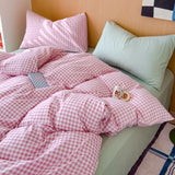 Ins Minimally Purple Striped Bed Sheet Set Bedding Set Four Piece Set Student Quilt Set Girl Heart Dormitory Three Piece