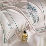 4Pcs New Chinese Style Landscape Embroidery Luxury Bedding Set Silky Duvet Cover Set Soft Quilt Cover Set Bed Sheet Pillowcases