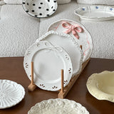 Cream Wind Plate Collection Embossed Lace Dessert Plate Italian Noodle Plate Salad Plate Cute and Beautiful Home Use