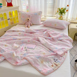Korean Style Summer Cool Quilt For Girl Skin-friendly Washed Cotton Air Conditioning Quilt Breathable Soft Blanket Home Textiles