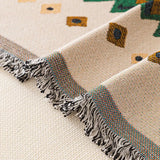 1PC-Retro Bohemian ethnic sofa cover, pet friendly scratch resistant sofa protector with colorful patterns and fringed edges