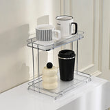 Double-layer desktop storage rack, unassembled acrylic storage stand, ironware kitchen organizing rack, space-saving desktop storage rack. Suitable for office desks, home makeup tables