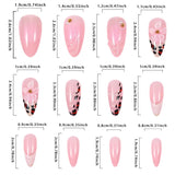 3D Press on False Nails Mid-length Almond Wearable Full Cover Nails Tips Leopard Print French Nail Full Cover Wearable False Tip