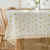 Small Fresh Floral Tablecloth Cotton Thread Lace Dining Table Cover Cloth Household Coffee Table Cover TV Cabinet Tables Cloth