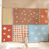 Pastel Cute Patchwork Pattern Wire Loop Mat Wear-Resistant Non-Slip Household Entrance Door Floor Mat