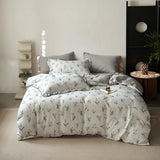 Vintage French Pastoral Flower Print Bedding Set 100% Cotton Double Yarn Soft Duvet Cover Flat/Fitted Bed Sheet Pillowcases 4Pcs