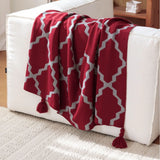 New European Geometric Throw Blanket Soft Knitted Sofa Bed Cover Outdoor Travel Shawl Blanket Warm Light Luxury Bedspread