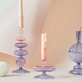 Lilac Candle Holders Glass Candlestick holder for Wedding Table Centerpieces Nordic Vase Home Decoration Gift