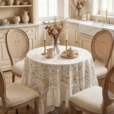 Korean Pastoral Tablecloth Elegant Retro Floral Pattern Dustproof Tablecloth Living Room Cloth Square Pure Cotton Cover Cloth
