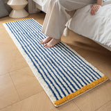 Tufting Blue Stripe Bathroom Mat Bathmat Long Living Room Carpet Bedside Rug Soft Bedroom Floor Tidy Pad Aesthetic Home Decor
