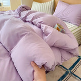 Ins Minimally Purple Striped Bed Sheet Set Bedding Set Four Piece Set Student Quilt Set Girl Heart Dormitory Three Piece