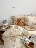 Pure Cotton Double Layered Lace Four Piece Bedding Set Cute South France Secret Garden Cartoon Design Bed eet Cover Duvet C...