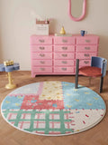 Round Patchwork Living Room Carpet Large Area Cute Bedroom Fluffy Bedside Rugs Ins Fashionable Home Decoration Coffee Table Mats