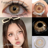 1 Pair Big Eyes Colored Contact Lenses Natural Brown Eyes Lens Gray Pupils Eyes Makeup Korean Style Contact Yearly Use