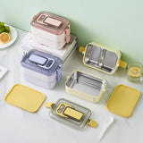 Stainless Steel Two Layer Lunch Box,Portable Bento Box with Cutlery, Large Capacity Food Container, Lunch Box for Women
