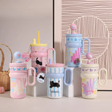540ml Ice King Car Cup Coffee Large Capacity Stainless Steel Straw Water Cup Giant Cold  Insulated Cup 316 Office  Student Use