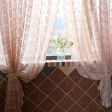 Flower Pink Sheer Curtain French Romantic Jacquard Living Room Window Curtains Lace Macrame Tulle Curtain For Bedroom Room