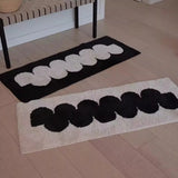 Vintage Style Long Pile Flocked Thick Rug Nordic Minimalist Bedroom Carpet Anti-Slip Geometric Pattern Living Room Mat