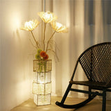 Modern Rattan Floor Lamp Dimmable Standing Floor Lamp Flower LED Night Light for Living Family Bedroom Deco