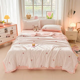 2025 new knitted printed aerobic knitted double yarn soybean summer quilt core summer washable quilt