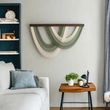 Ikeehome  Wooden Arc-shaped Decorative Tapestries, Home Living Room Wall Hangings, Hand-woven Decorative Tapestries 100x70cm/100x60cm