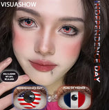Independence Day Colored Contact Lenses 2Pcs 6 Months Use National Day & Sports  Fan Party Cosplay Eye Makeup Contacts