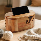 Yarn Bowl for Knitting Wooden Lidded Thread Storage Bowl Double Curling Thread Holder for Quilting Knitting Weaving Crocheting